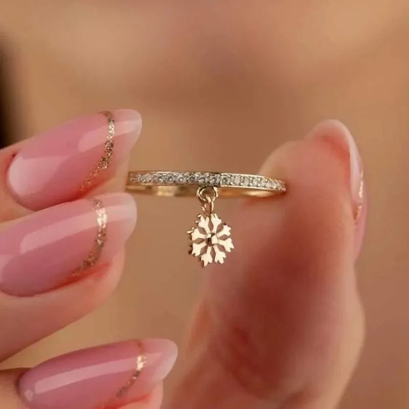 

Fashion Fine Gold Plated Snowflake Rings For Women Jewelry