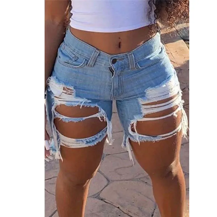 

Newest Design Summer Popular Fashion Short Bottoms Ladies Pants Women plus size 3XL Washed Denim Jeans, Plain