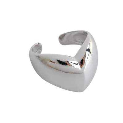 

925 sterling silver ring simple and versatile love heart-shaped wide open female ring personality silver ring