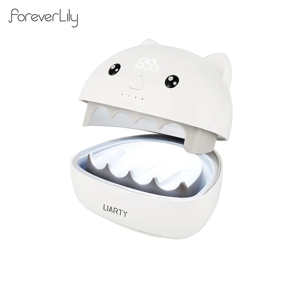 

Portable Cartoon LC Nail Lamp Mini USB Wireless Nail Dryer Fast Drying New Clip design Nail Art Manicure Tool No light leakage, White