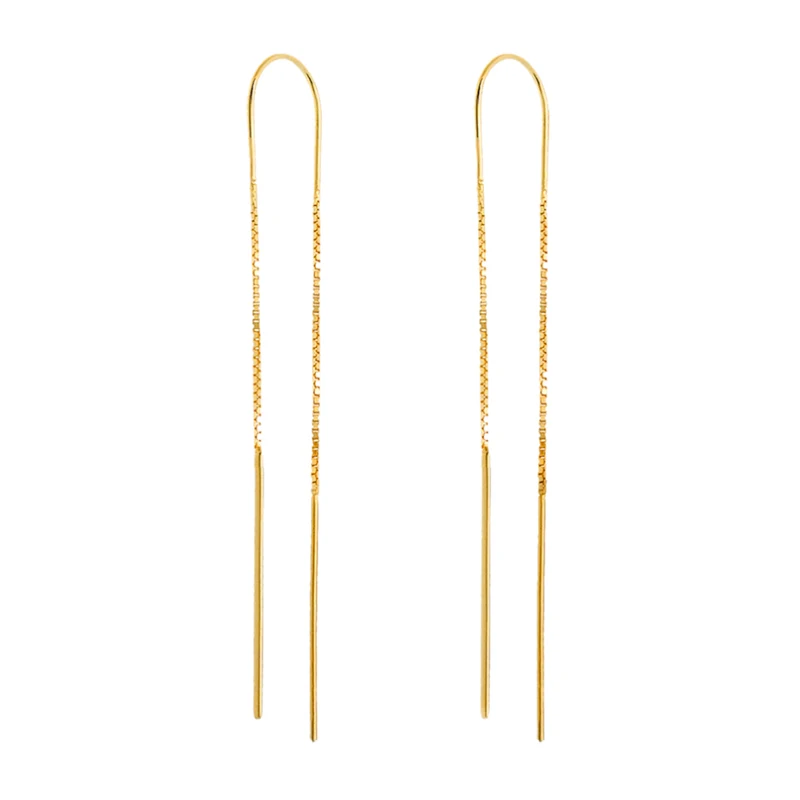 

S925 sterling silver gold-plated jewelry American style fashion long simple tassel chain pendant earrings for women 2021