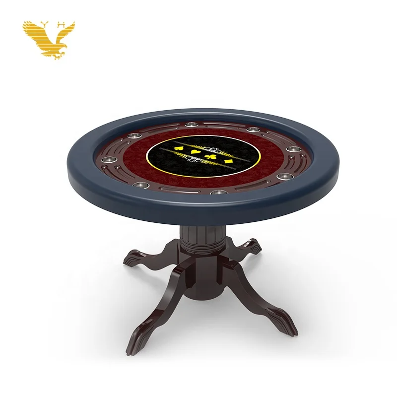 

YH 8 Players Texas Holden Poker Table Casino Round Shaped Poker Table Wooden Table with Chips Trap