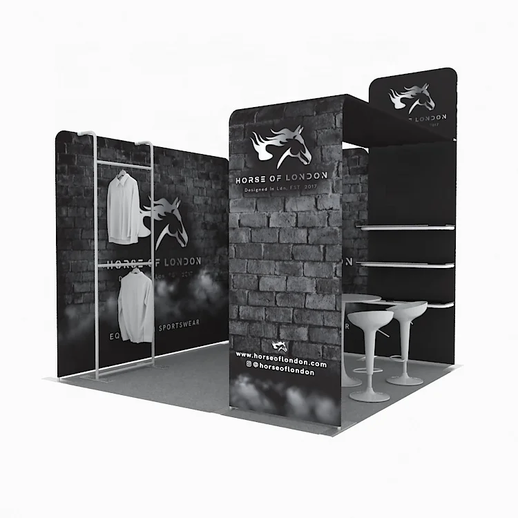 

Folding aluminum Tube 10x10 Portable Tension Fabric Backdrop Clothing Rack Display Tradeshow EXPO Garment Trade Show Booth
