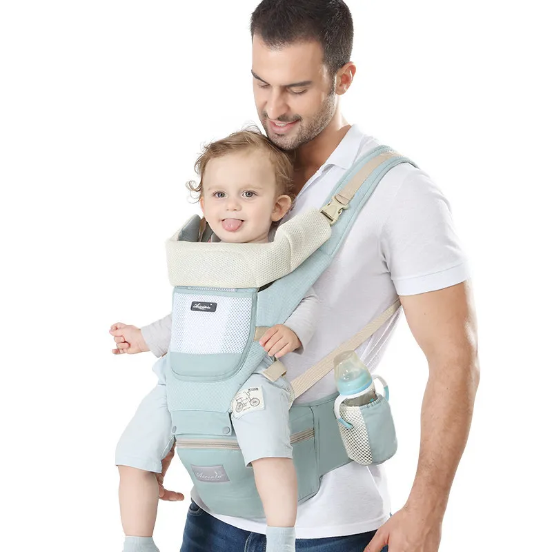 

Drop ship new born linen Baby Carriers Infant Kids Backpack Hipseat Sling ring holder Wrap front and back hiking baby carrier, Turquoise ,blue,pink