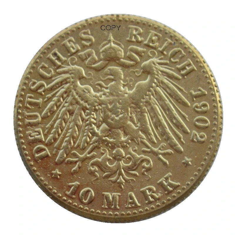 

Reproduction 1902 - 1912 9 pcs Optional German ST. Kingdom of Bavaria Otto 10 Mark Gold Plated Coins