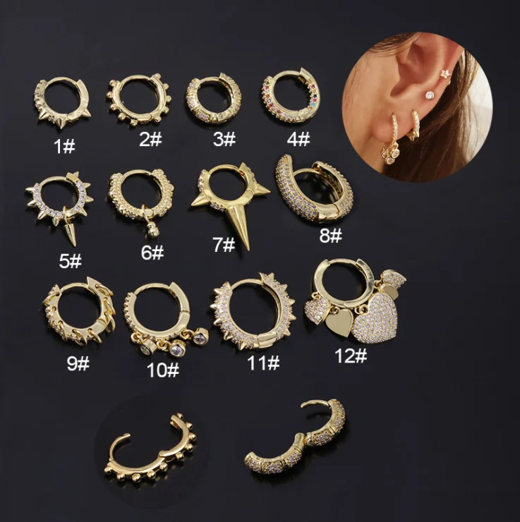 

HOVANCI 5 Fashion Earrings Trend 2021 Earring Stud For Piercing Zircon Creative Gold Irregular Rivet Earring