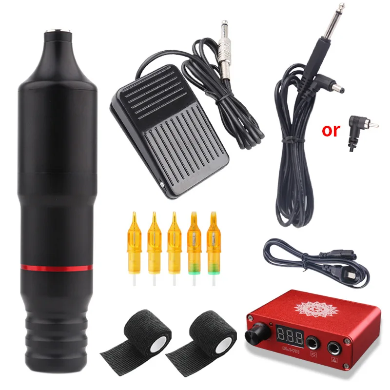 

Professional Power Supply Rotary Embroidery Semi Permanent Tattoo Pen Machine Kit, Orange/ silver/ red/ black etc