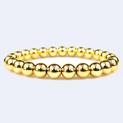 

4mm 6mm 8mm Wholesale Lucky 14k Gold Filled Beaded Bracelets Stackable Gold Ball Beaded Bracelet