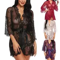 

Sexy Underwear Women's Lace Kimono Robe Babydoll Lingerie Mesh Nightgown Valentines Day Gift for Women