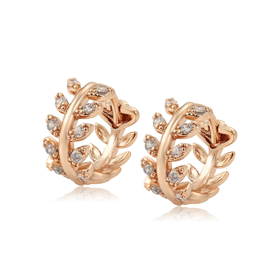 98889 xuping copper rose gold plated Leaves earring 2020 new trend leaf hoop earrings