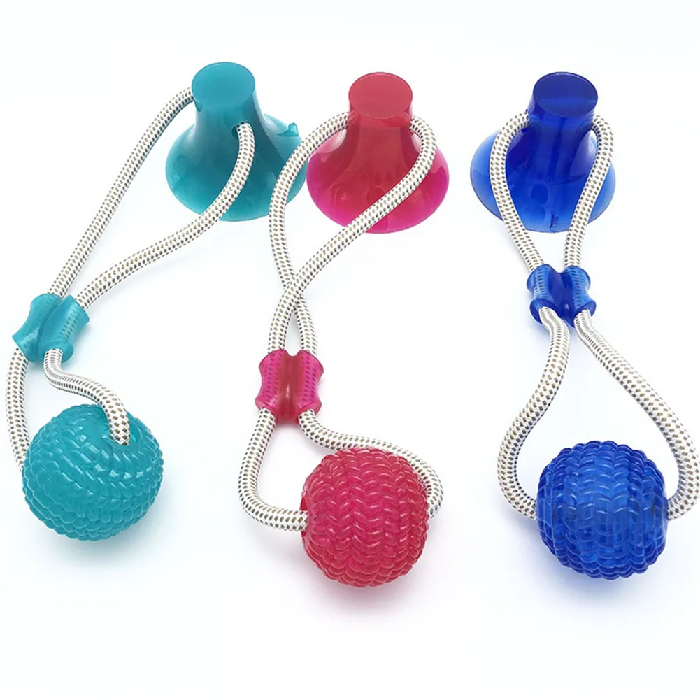 

Multifunction Pet Molar Bite Dog Toys Rubber Chew Ball Cleaning Teeth Safe Elasticity Soft Puppy Suction Cup Dog Biting Toy, Blue/green/yellow/red/orange/