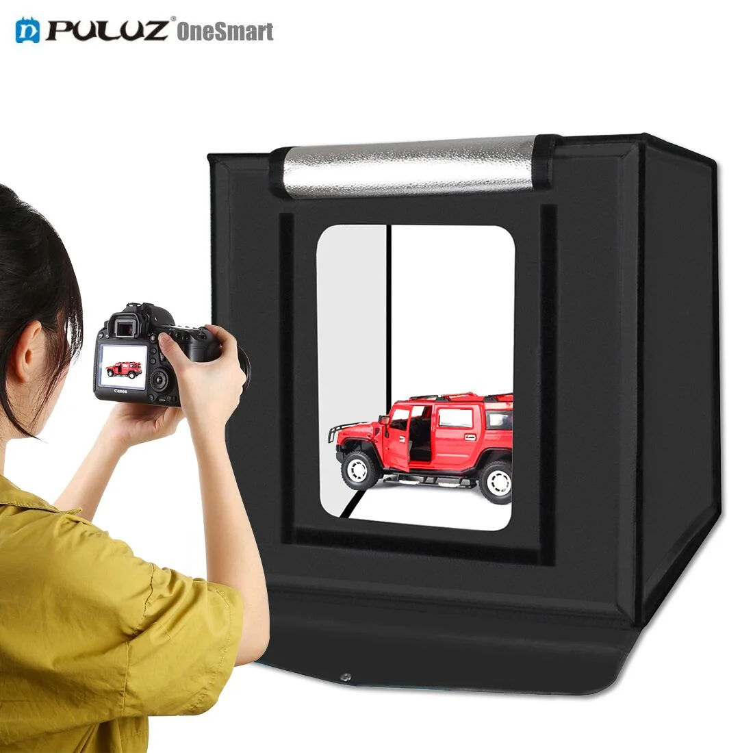 

china supplier PULUZ 40cm Portable backdrop stand led Photography Equipment Foldable mini photo studio light box, Black