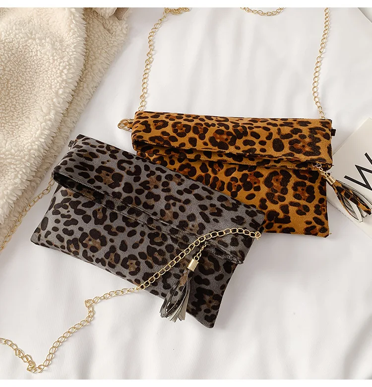 

Fashion Leopard Handbag Women's Clutch Bag Leather Women Envelope Bag Zipper Evening Bag Female Clutches Handbag