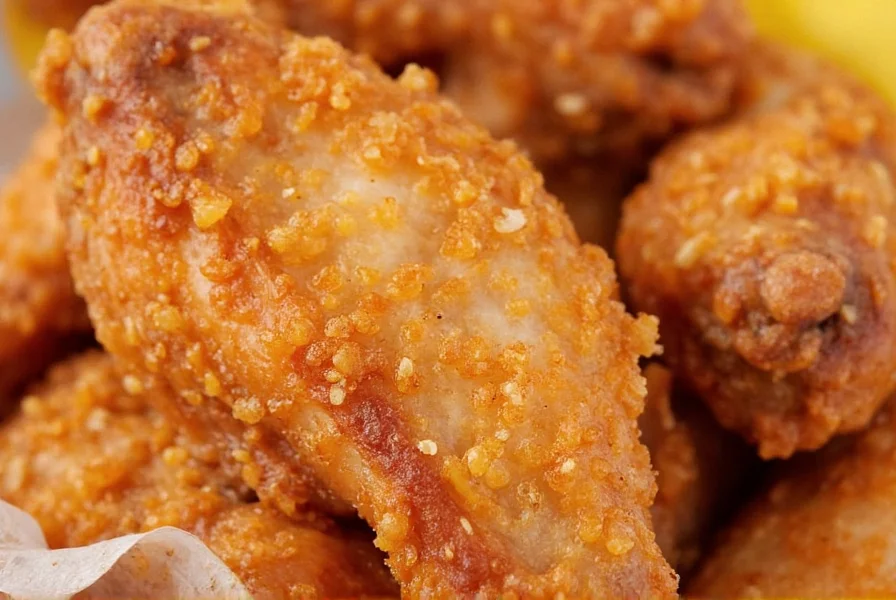 Close-up photograph of Wingstop lemon pepper chicken wings showing the dry seasoning adhered to crispy chicken skin
