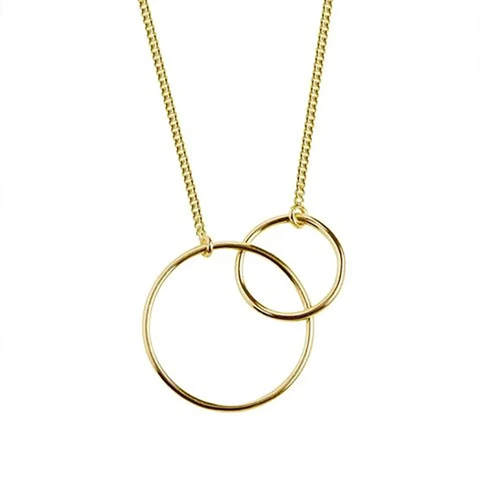 

Luxury Band 925 Sterling Silver Rose gold Plated Double Circle Pendant necklace For Woman