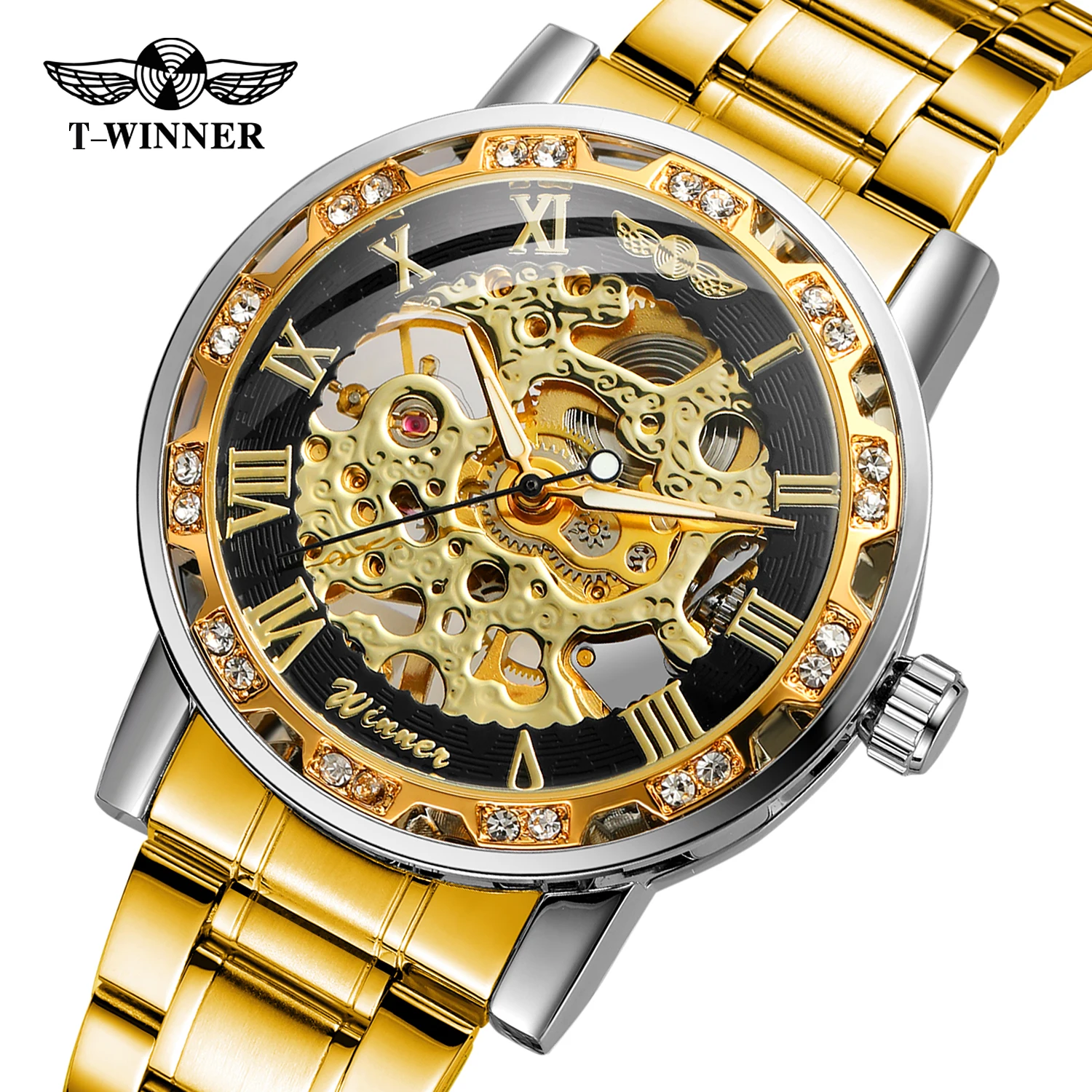 

2021 WINNER Mechanical Watches For Men Hand-wind Watches Roman Number Skeleton Wristwatches Luminous Hands reloj hombre