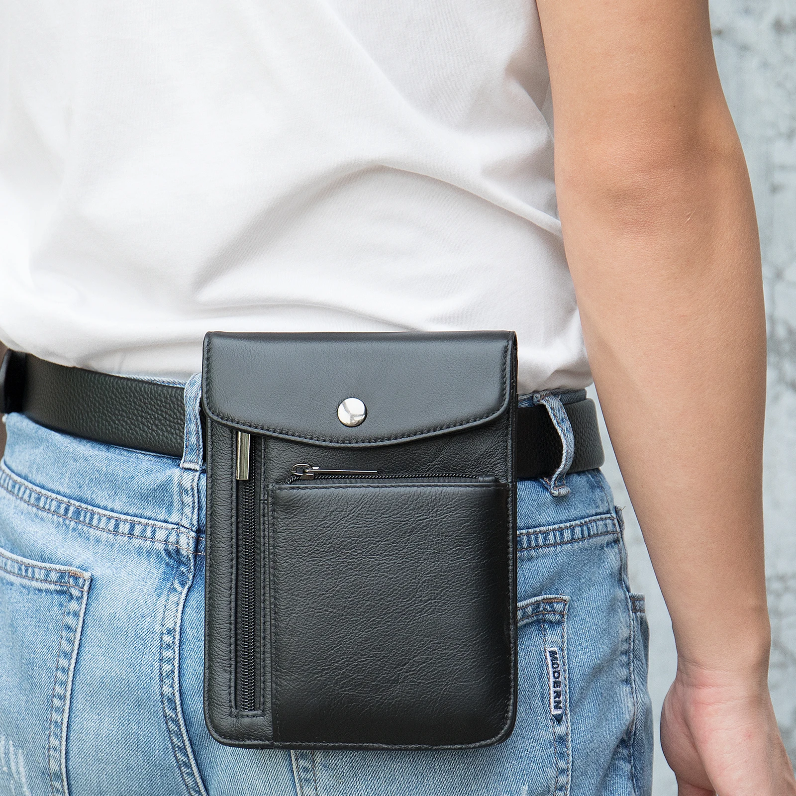 

Outdoor belt mini waist bag 7455 genuine leather single shoulder bag for men