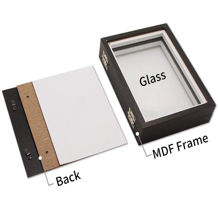 Double Picture 5x7 Vertical Hinged Black Shadow Wooden Photo Frames Box ...