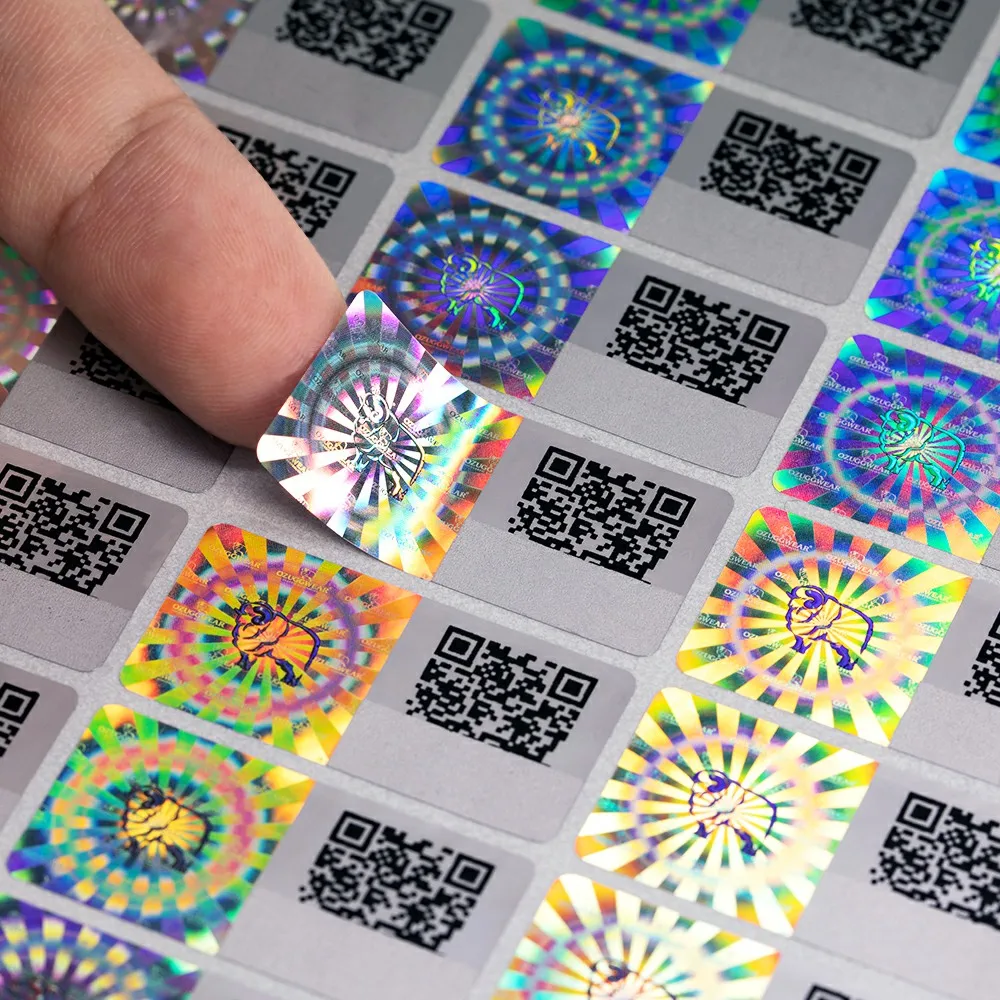 

Best quality QR code sticker custom printing adhesives label sticker with holographic