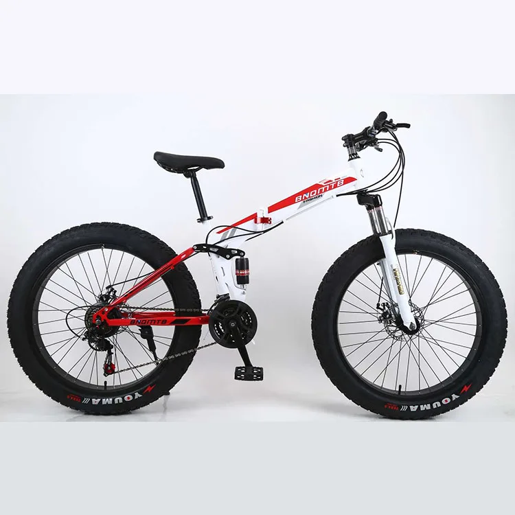 

High carbon foldable bike 26 inch bike mountain 4.0 fat tire beach bikes for men cycling, Red green yellow blue black