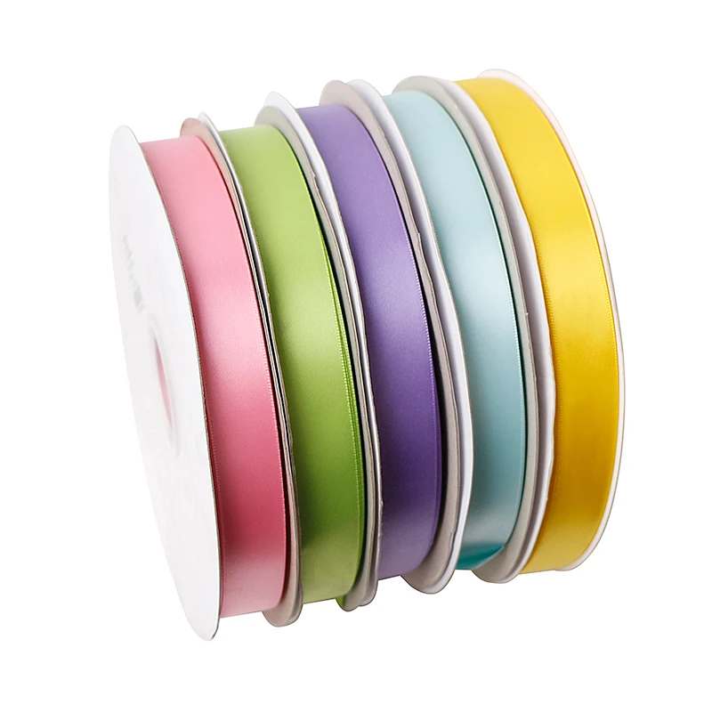 

100% Polyester 19mm satin smooth ribbon solid color ribbon for package, 196 colors for you choose