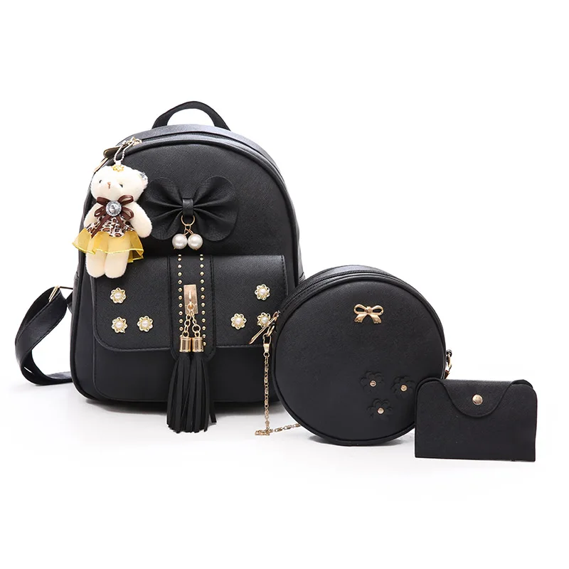 

High quality PU backpack Fashion Pu leather model Lady Bag Girls School backpack set