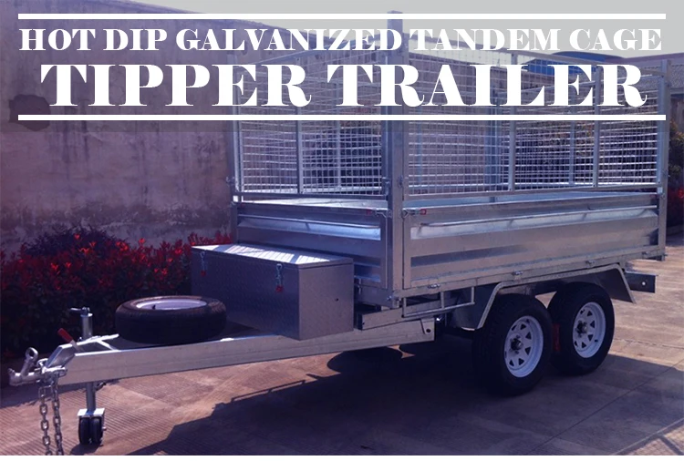 Heavy Duty 2 Axles Galvanized Tandem Cage Tipper Car Trailer With 9X5Ft