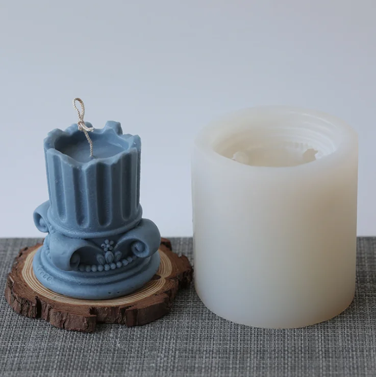 

B-3088 Retro style European Roman column Candlestick candle silicone mold incense plaster silicone Candle Mold, Random