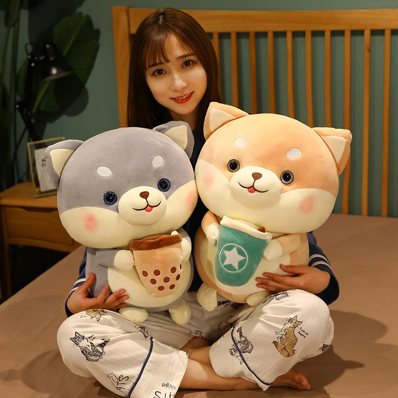 

Super Soft Dog Hugging Pillow 20 35cm Boba Shiba Inu Dog Plush Toy Cute Bubble Tea Stuffed Animal Gifts Plush Toy