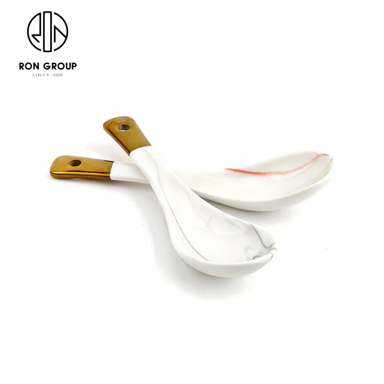 

Wedding hotel restaurant used good quality ramen rice soup ceramic spoon, Grey/pink