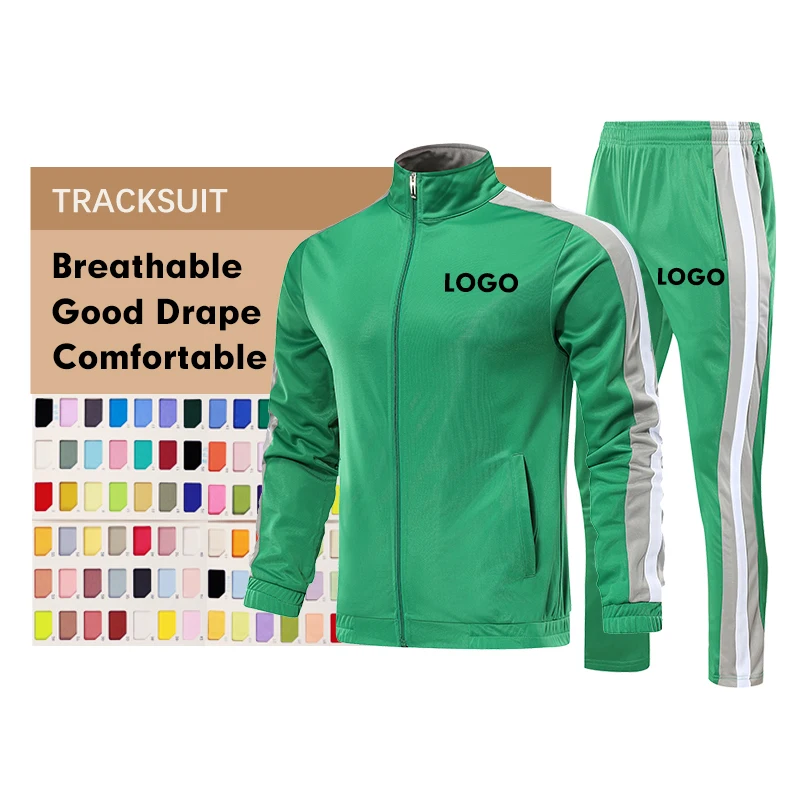 

Wholesale Price Printed Logo 2 Piece Full Zip Track Suit Training & Jogging Wear Sweasuits For Men