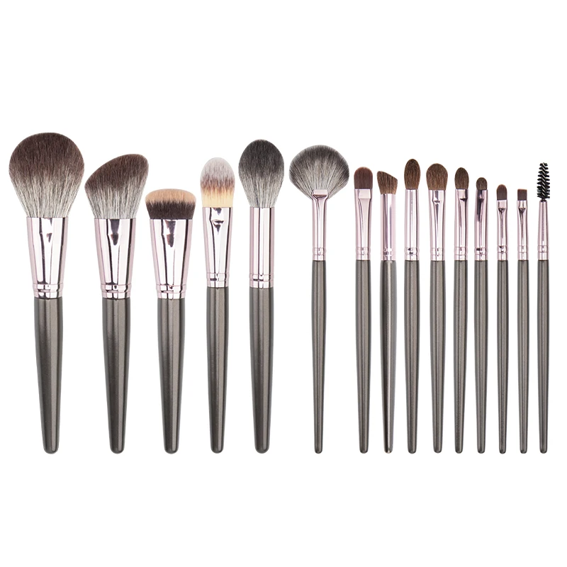 

ZY109 Manufacturers OEM 15 Pcs Foundation Natural Fiber Makeup Brushes Pink Makeup Cosmetic Brushes Set