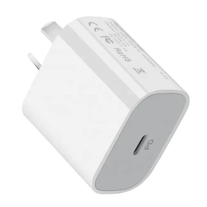 

AU Plug PD 18W Type C Fast Charging Usb Charger for Iphone for Mobile Phone Usb Charger Adapter, White