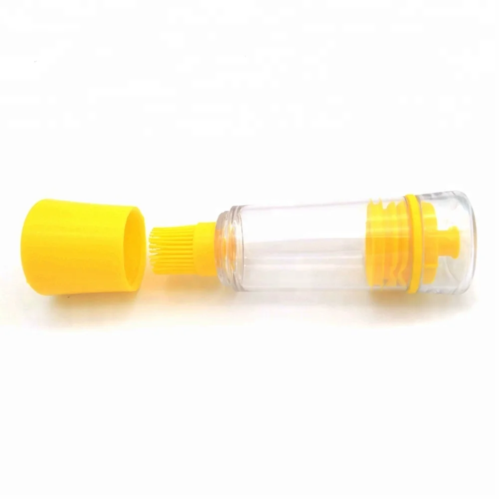 

Kitchen Tool Silicone Honey Oil Brush Bottle Cooking Baking Pancake Basting BBQ, Yellow