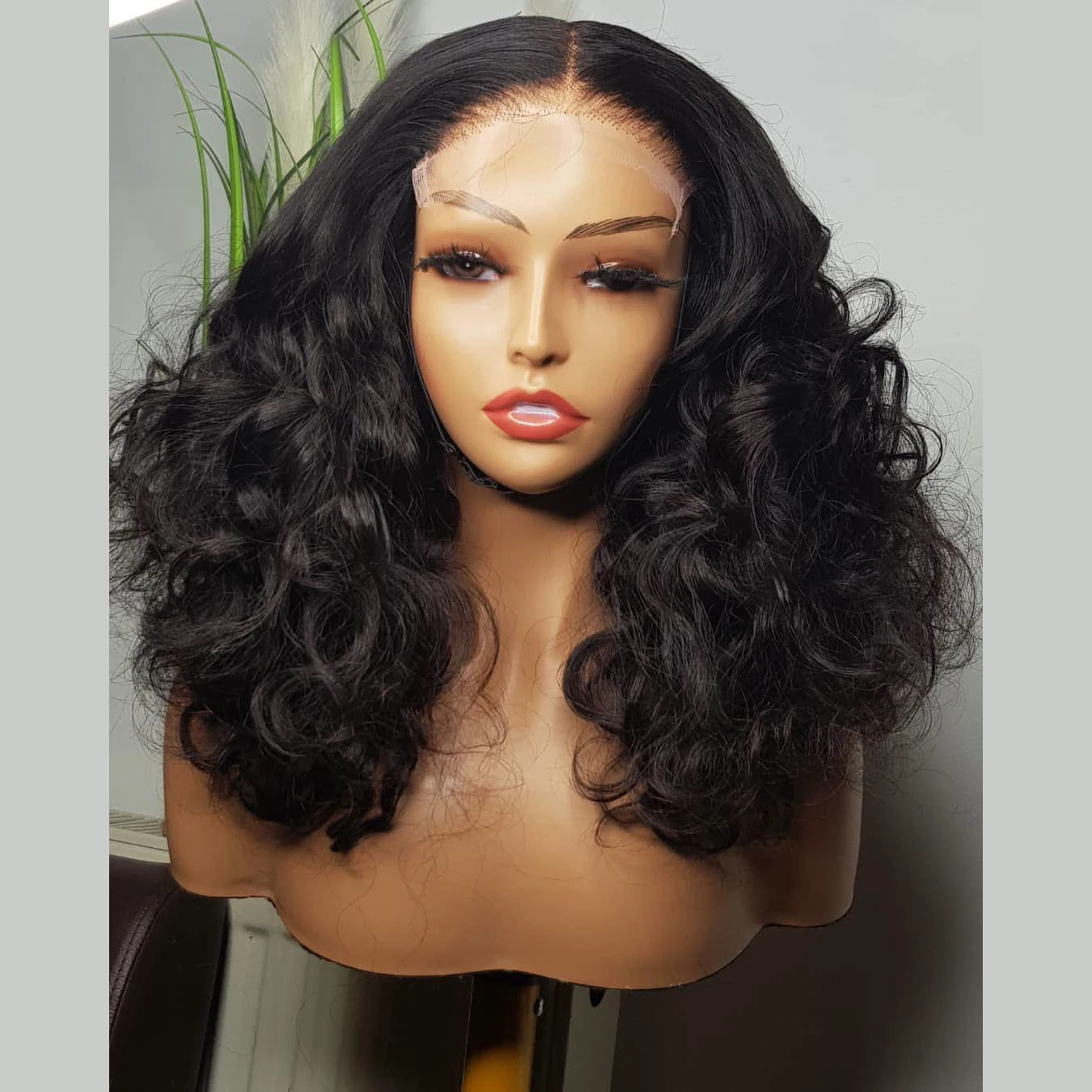 

Cheap frontal wigs short natural wavy wig virgin hair wigs for black women pre plucked hairline 180% high density