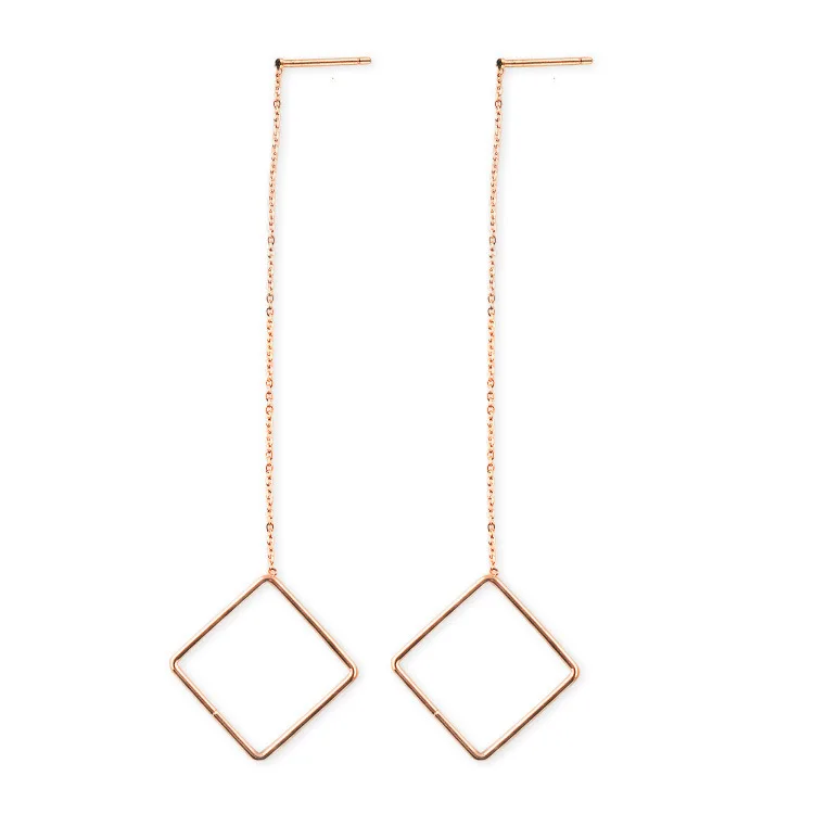 

fashion long women's new 18K gold ear ornament titanium steel earrings factory direct wholesale