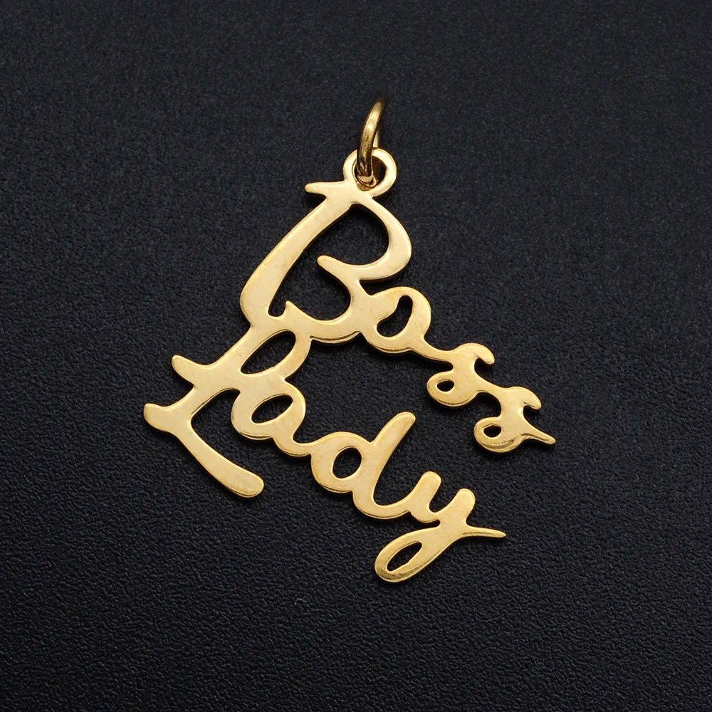 

Small Size Stainless Steel DIY Word Scrip Boss Lady Charm Wholesale Top Quality Jewelry Charms Jewelry Making Pendants