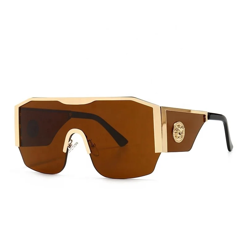 

2021 Hot Luxury New Fashion Metal Motorcycle Women Man Metal Rimless Fashion Sunglasses Retro Charm Big Frame Sunglasses, Picture shows