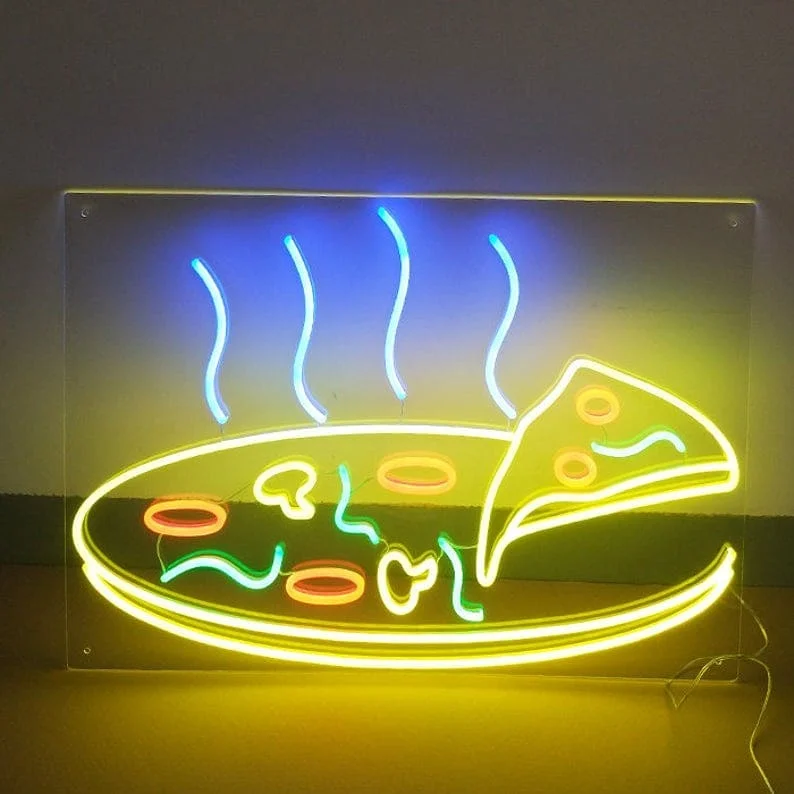Welcomed Signage Advertising Led Acrylic Store Make Piece Sign Custom Neon Signs Pizza For Restaurant Iindoor Use