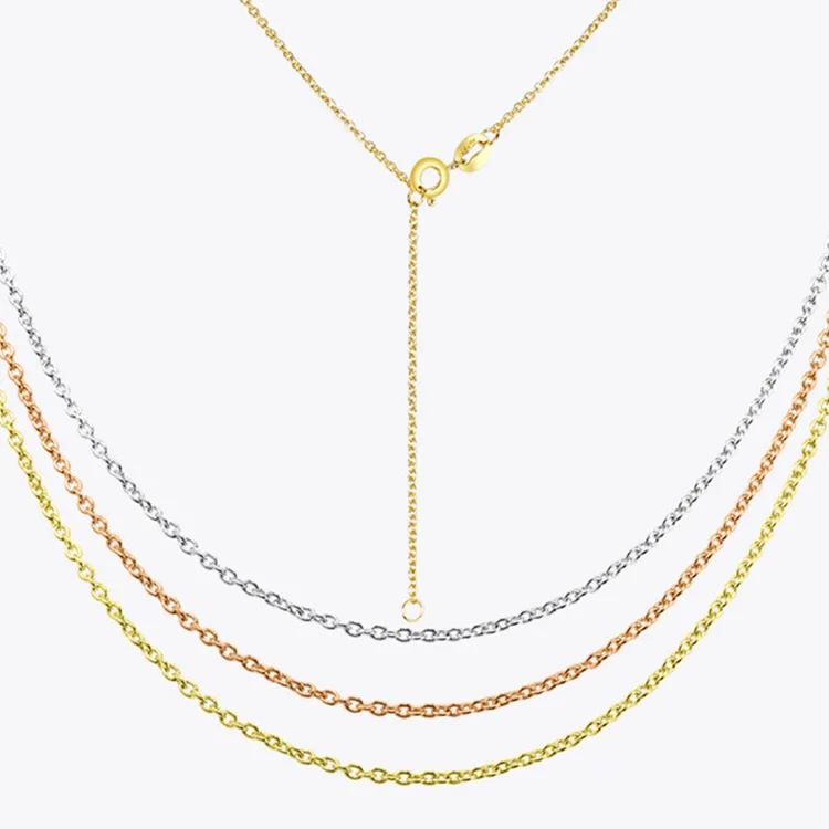 

AU750 Adjustable Real 18K Solid Filled Gold Jewelry Thin Chain Design Pure Gold Necklace for Women