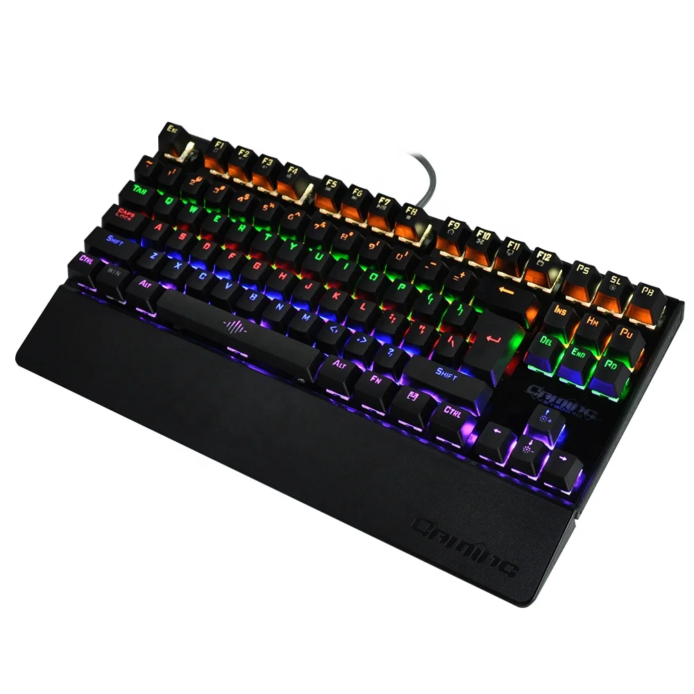 

Original Metal 87 Keys Colorful RGB LED Backlit Green Switch Gaming Wired Mechanical Keyboard, Black