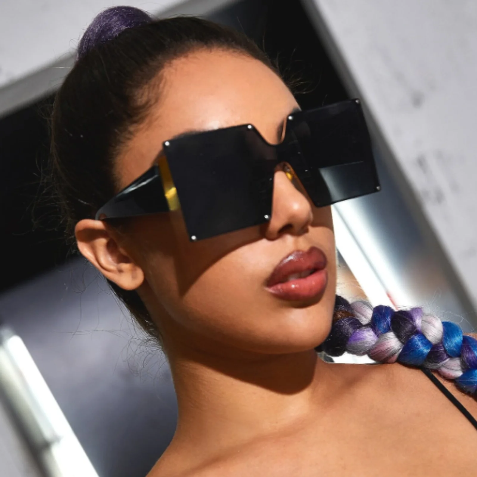 

VIFF HM16550 Rimless Metal Frame Custom Fashion Eyewear Sun Glasses River Big Frame Women Sunglasses Oversize Sunglasses 2021, Multi and oem patone design