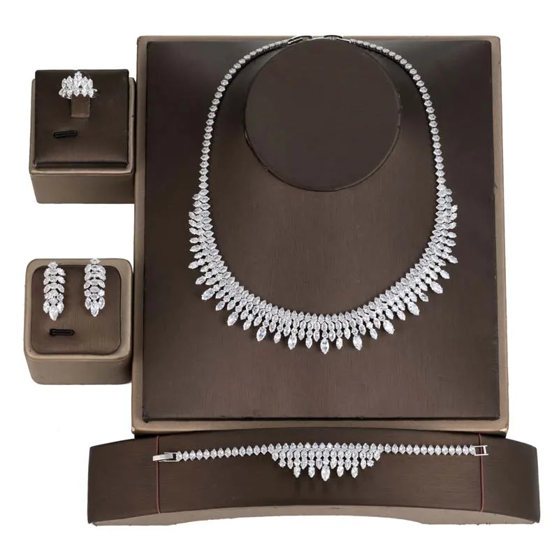 Ready Stock Bridal Luxury Big Jewelry Set Cubic Zircon Wedding Necklace Set Mothers Day Gifts for Women BN9275