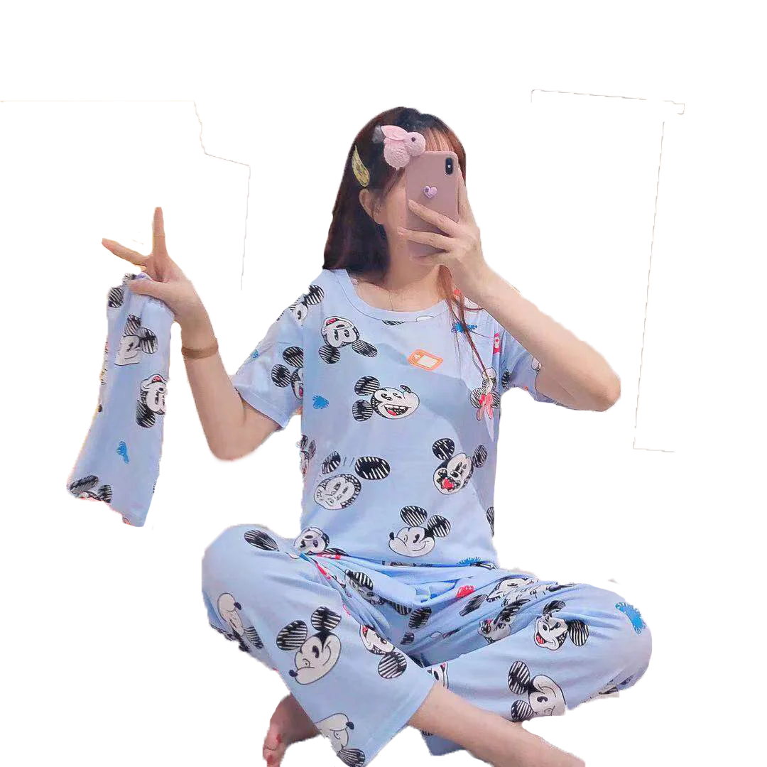 

Super comfortable short-sleeve long pants 2021 pajama lingerie women sleepwear pajamas set for women