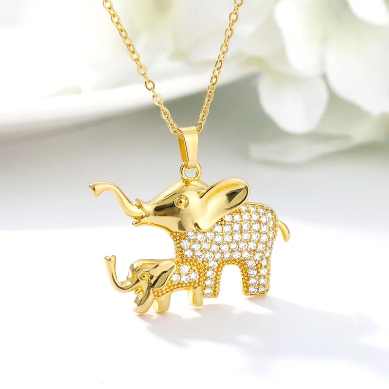 

New original zircon Stainless Steel Elephant holiday gift personalized birthday gift necklace