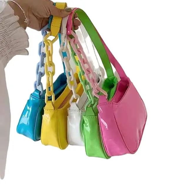 

New Summer Neon Candy Color Purse Underarm Bag Women Handbags Fashion Pu Leather Ladies Handbags, 5 color