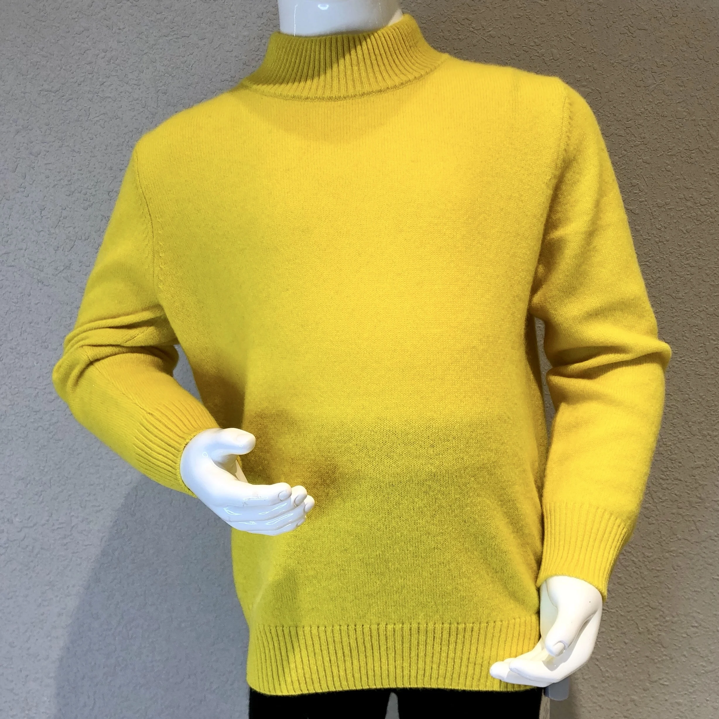 

custom knit solid yellow pure cashmere comfortable kids sweater