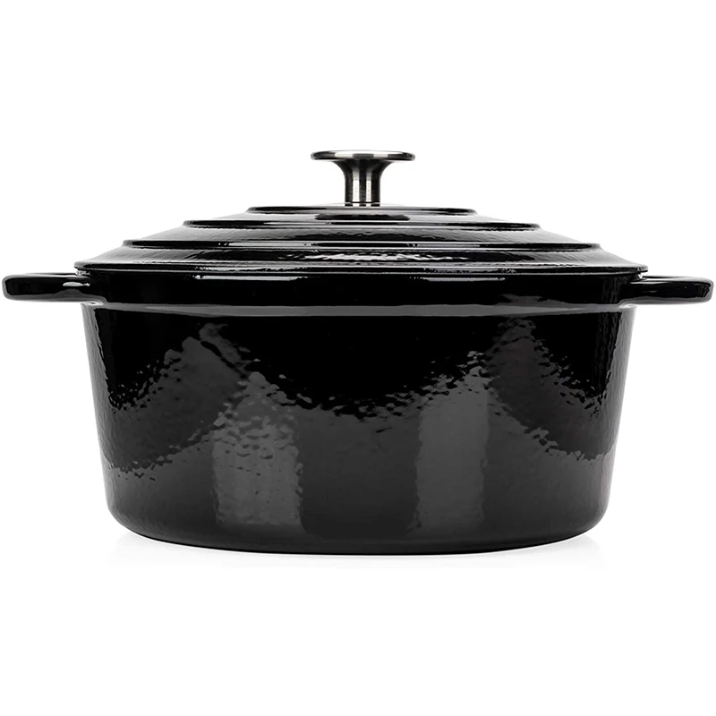 

colorful enamel Cast Iron casserole sets pot kitchen casseroles Round dutch oven, Black
