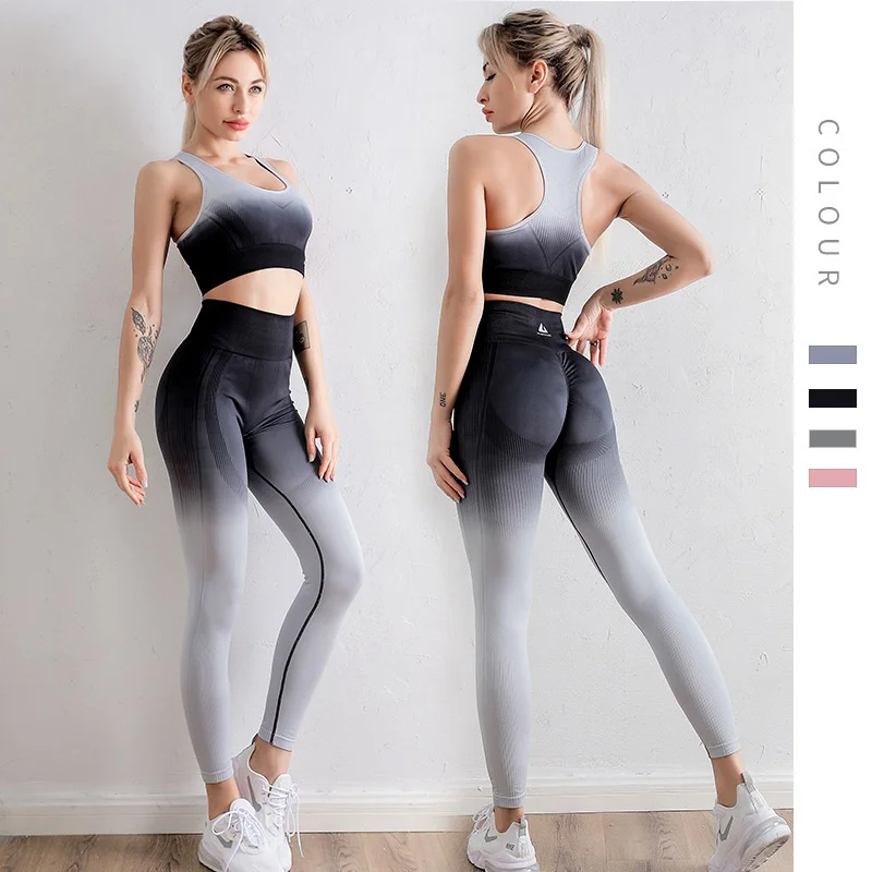 

BBFL9798 New gradient suit bra yoga vest trousers sports yoga set