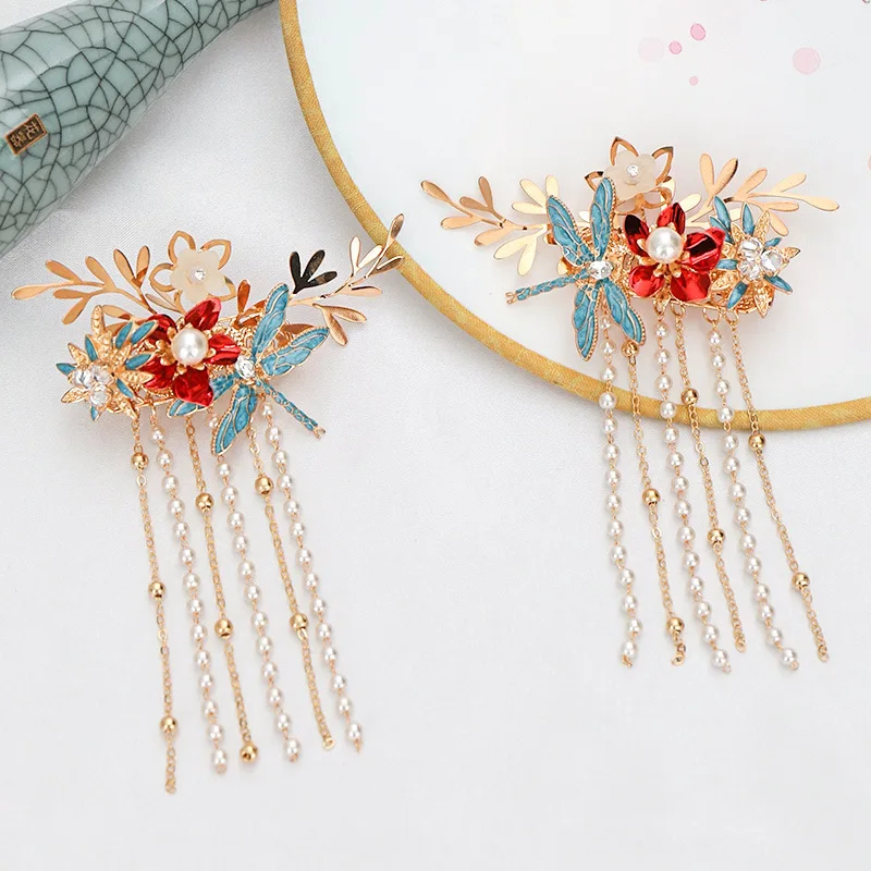 

Handmade luxury alloy hair accessories bridal jewelry for women personality luxury metal flower tassel hair clip